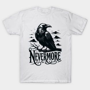 "Nevermore" Raven Gothic Tee – Dark Art Bird Illustration Shirt T-Shirt